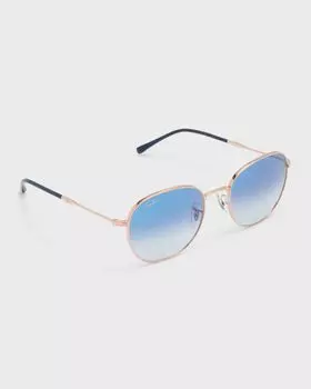 Круглые солнцезащитные очки из металла с градиентом, 55MM Ray Ban, цвет Rose Gold