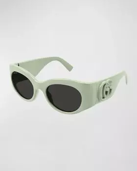 Круглые солнцезащитные очки из пластика с узором GG Gucci, цвет Green