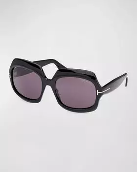 Круглые солнцезащитные очки из рен-ацетата TOM FORD, цвет Sblk/Smk