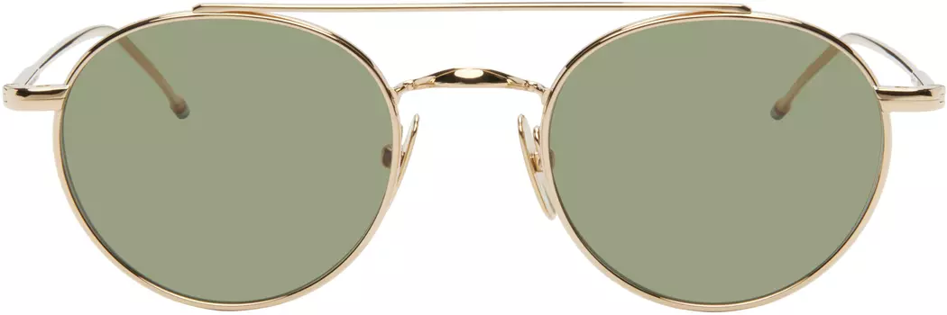 Круглые солнцезащитные очки из золота и титана Thom Browne, White gold