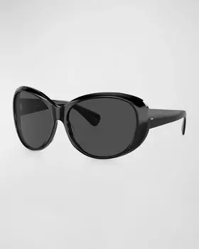 Круглые солнцезащитные очки Maridan из ацетата и пластика Oliver Peoples, цвет Black