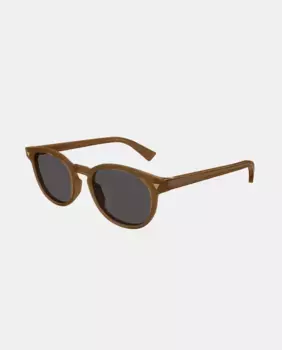 Круглые солнцезащитные очки мужские из черного ацетата Bottega Veneta, коричневый