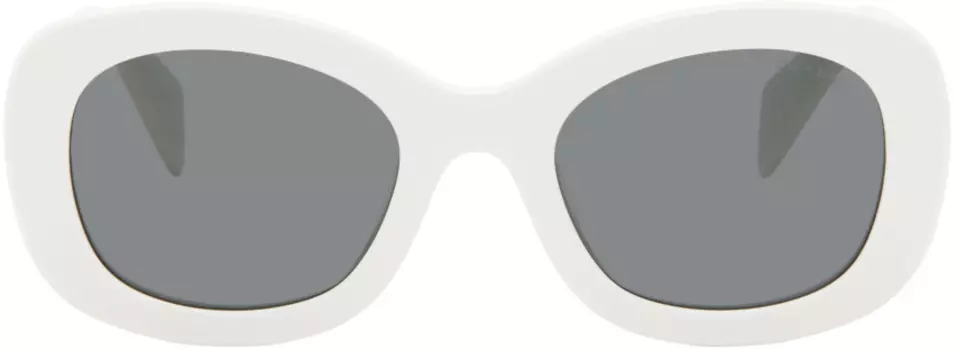 Круглые солнцезащитные очки Prada Eyewear, белый