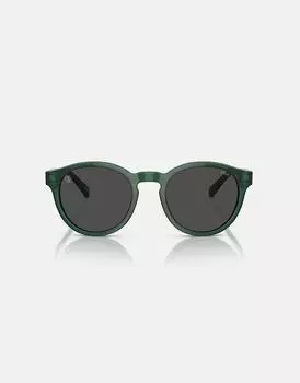 Круглые солнцезащитные очки Ralph Lauren Ph4192 блестящего прозрачного зеленого цвета с серыми линзами
