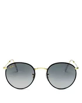 Круглые солнцезащитные очки Ray-Ban, 50 мм, черный