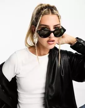 Круглые солнцезащитные очки Ray-Ban gina hex круглой формы черепахового цвета с зелеными линзами