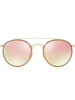 Круглые солнцезащитные очки с двойным мостом Ray-Ban, золотистый