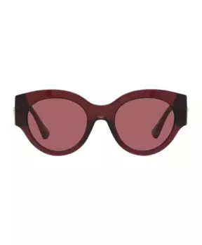 Круглые солнцезащитные очки с фиолетовыми линзами и оправой Versace, красный