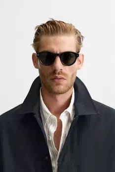 Круглые солнцезащитные очки ZARA, черный
