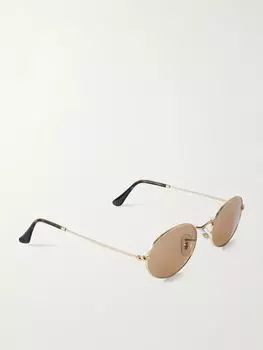 Круглые солнцезащитные очки золотистого оттенка RAY-BAN, золотой