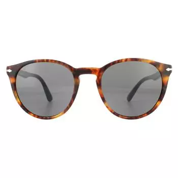 Круглые темно-серые солнцезащитные очки Havana Dark Havana Persol, коричневый