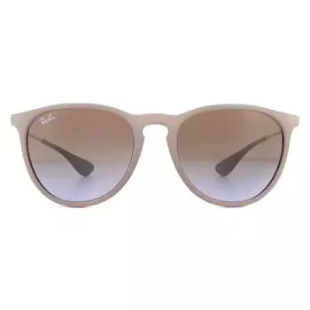 Круглые темные резиновые песочно-коричневые солнцезащитные очки с градиентом Erika 4171 Ray-Ban, бежевый