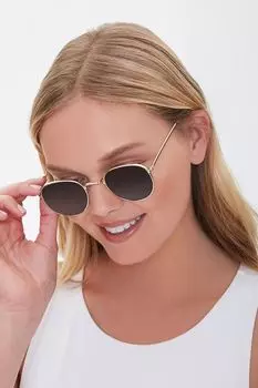 Круглые затемненные солнцезащитные очки Forever 21, золотой