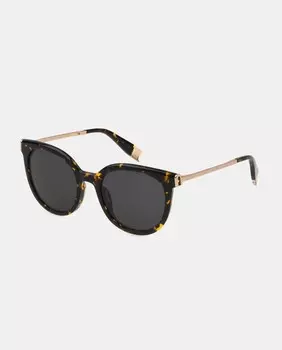 Круглые женские солнцезащитные очки из ацетата и металла цвета гавана Furla, коричневый