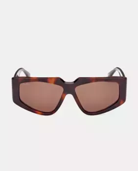 Круглые женские солнцезащитные очки из черного ацетата Max Mara, коричневый