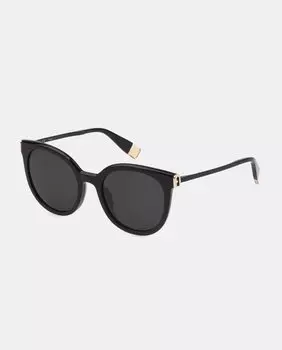 Круглые женские солнцезащитные очки из черного ацетата и металла Furla, черный