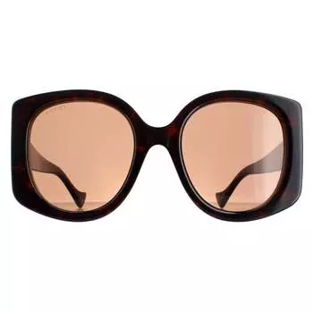 Круглые женские темные Гавана gg1257s Gucci, коричневый