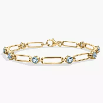 Круглый браслет-скрепка с небесно-голубым топазом из 14-каратного желтого золота Blue Nile