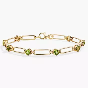 Круглый браслет-скрепка с перидотом из 14-каратного желтого золота Blue Nile