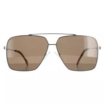 Круглый коричневый рог рутениево-коричневый BOSS 1325/S Hugo Boss, серебро