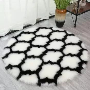 Круглый ковер, пушистый круг для кабинета, столовой, детской комнаты, балкона, милый декор для детской комнаты, 39,4 дюйма, белый ele eleoption