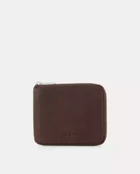 Круглый кожаный кошелек на молнии Dustin, коричневый