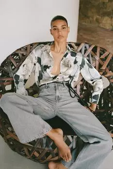 Круглый кожаный ремень ZARA, черный