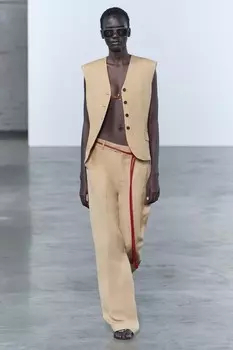 Круглый кожаный ремень ZARA, красный