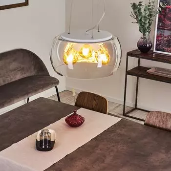 Круглый металлический подвесной светильник »Tiago« белого цвета hofstein