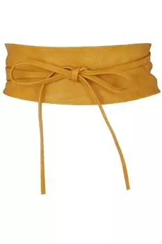 Круглый пояс из искусственной кожи с завязками на талии KRISP, желтый