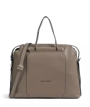 Круглый портфель 14 дюймов из зерненой кожи Piquadro, коричневый