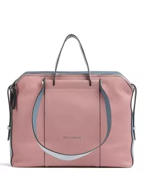 Круглый портфель 14 из мелкозернистой яловой кожи Piquadro, розовый