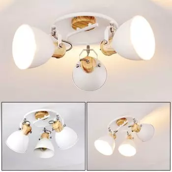 Круглый потолочный светильник »Verago« из металла белого цвета/под дерево hofstein