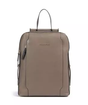 Круглый рюкзак для ноутбука 14 дюймов из зерненой коровьей кожи Piquadro, коричневый