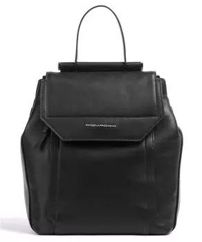 Круглый рюкзак из кожи Piquadro, черный