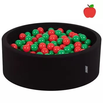 Круглый сухой бассейн Kiddymoon с шариками 7 см, черный: зелено-красный, 90X30 см/300 шариков, игрушка для бассейна из пенопласта
