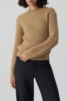 КРУГЛЫЙ ВЫРЕЗ С ДЛИННЫМ РУКАВОМ CLOSED, цвет brown marble