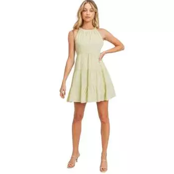 Круглый вырез без рукавов швейцарское платье в горошек FASHNZFAB, цвет sage