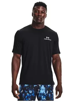 Круглый вырез Обычный крой Простая черная мужская футболка Under Armour