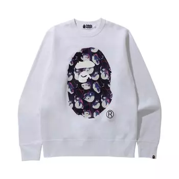 Круглый вырез с головой обезьяны BAPE x Ghostbusters, цвет Белый