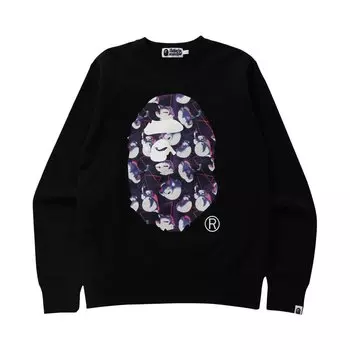 Круглый вырез с головой обезьяны BAPE x Ghostbusters, черный