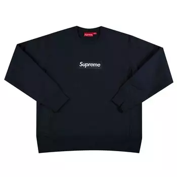 Круглый вырез Supreme Box с логотипом темно-синего цвета