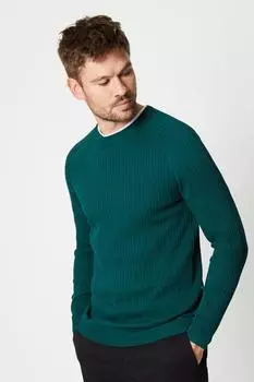 Круглый вырез в рубчик с мускулистой посадкой Burton, зеленый