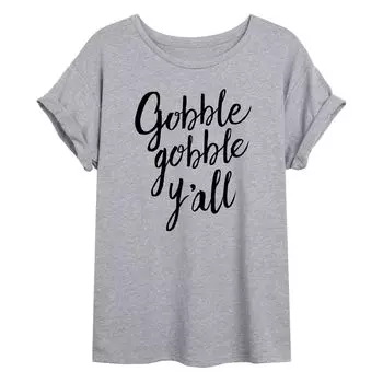 Крупная футболка с рисунком на День благодарения для юниоров "Gobble Gobble Y'all" Licensed Character
