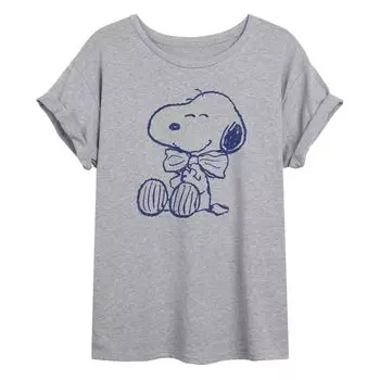 Крупная футболка с рисунком с бантом для подростков Peanuts Snoopy Licensed Character