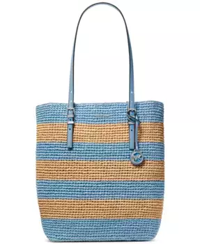Крупная плетеная сумка-тоут Quinn North South Michael Kors, синий