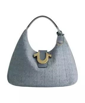 Крупная стеганая денимовая сумка-хобо Horseshoe True Religion, синий