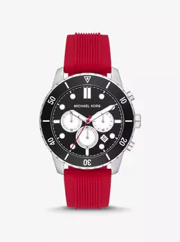 Крупногабаритные часы Cunningham в серебристом и силиконовом исполнении Michael Kors, красный