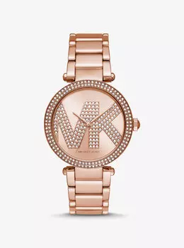 Крупногабаритные часы цвета розового золота с логотипом Pav Michael Kors, розовый
