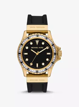 Крупногабаритные часы Everest Pav в золотистом и силиконовом исполнении Michael Kors, черный